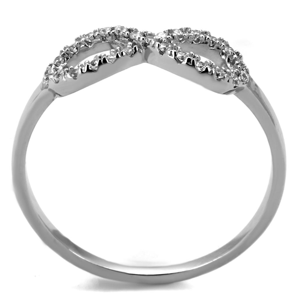 MATS487 - Rhodium 925 Sterling Silver Ring with AAA Grade CZ  in Clear