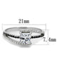 MATS488 - Rhodium 925 Sterling Silver Ring with AAA Grade CZ  in Clear