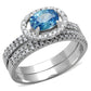 MATS490 - Rhodium 925 Sterling Silver Ring with AAA Grade CZ  in Sea Blue