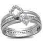 MATS491 - Rhodium 925 Sterling Silver Ring with AAA Grade CZ  in Clear