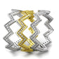 MATS492 - Gold+Rhodium 925 Sterling Silver Ring with AAA Grade CZ  in Clear