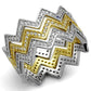 MATS492 - Gold+Rhodium 925 Sterling Silver Ring with AAA Grade CZ  in Clear