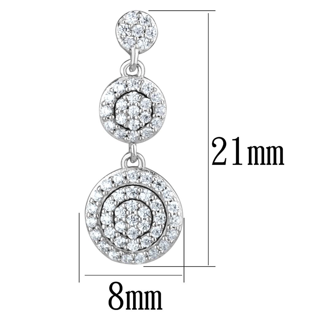 MATS494 - Rhodium 925 Sterling Silver Earrings with AAA Grade CZ  in Clear