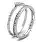 MATS498 - Rhodium 925 Sterling Silver Ring with AAA Grade CZ  in Clear