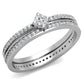 MATS498 - Rhodium 925 Sterling Silver Ring with AAA Grade CZ  in Clear