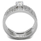 MATS499 - Rhodium 925 Sterling Silver Ring with AAA Grade CZ  in Clear