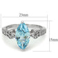 MATS502 - Rhodium 925 Sterling Silver Ring with AAA Grade CZ  in Sea Blue