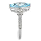 MATS502 - Rhodium 925 Sterling Silver Ring with AAA Grade CZ  in Sea Blue