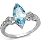 MATS502 - Rhodium 925 Sterling Silver Ring with AAA Grade CZ  in Sea Blue