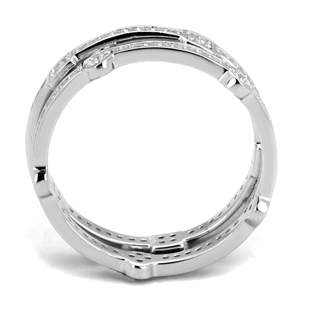 MATS503 - Rhodium 925 Sterling Silver Ring with AAA Grade CZ  in Clear