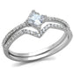 MATS504 - Rhodium 925 Sterling Silver Ring with AAA Grade CZ  in Clear