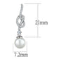 MATS506 - Rhodium 925 Sterling Silver Earrings with Synthetic Glass Bead in White