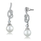 MATS506 - Rhodium 925 Sterling Silver Earrings with Synthetic Glass Bead in White