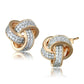 MATS507 - Rose Gold + Rhodium 925 Sterling Silver Earrings with AAA Grade CZ  in Clear