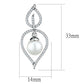MATS510 - Rhodium 925 Sterling Silver Earrings with Semi-Precious Glass Bead in White
