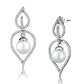 MATS510 - Rhodium 925 Sterling Silver Earrings with Semi-Precious Glass Bead in White