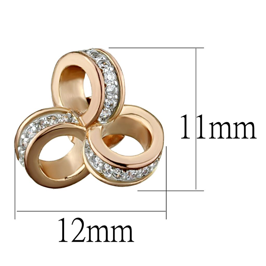 MATS513 - Rose Gold + Rhodium 925 Sterling Silver Earrings with AAA Grade CZ  in Clear