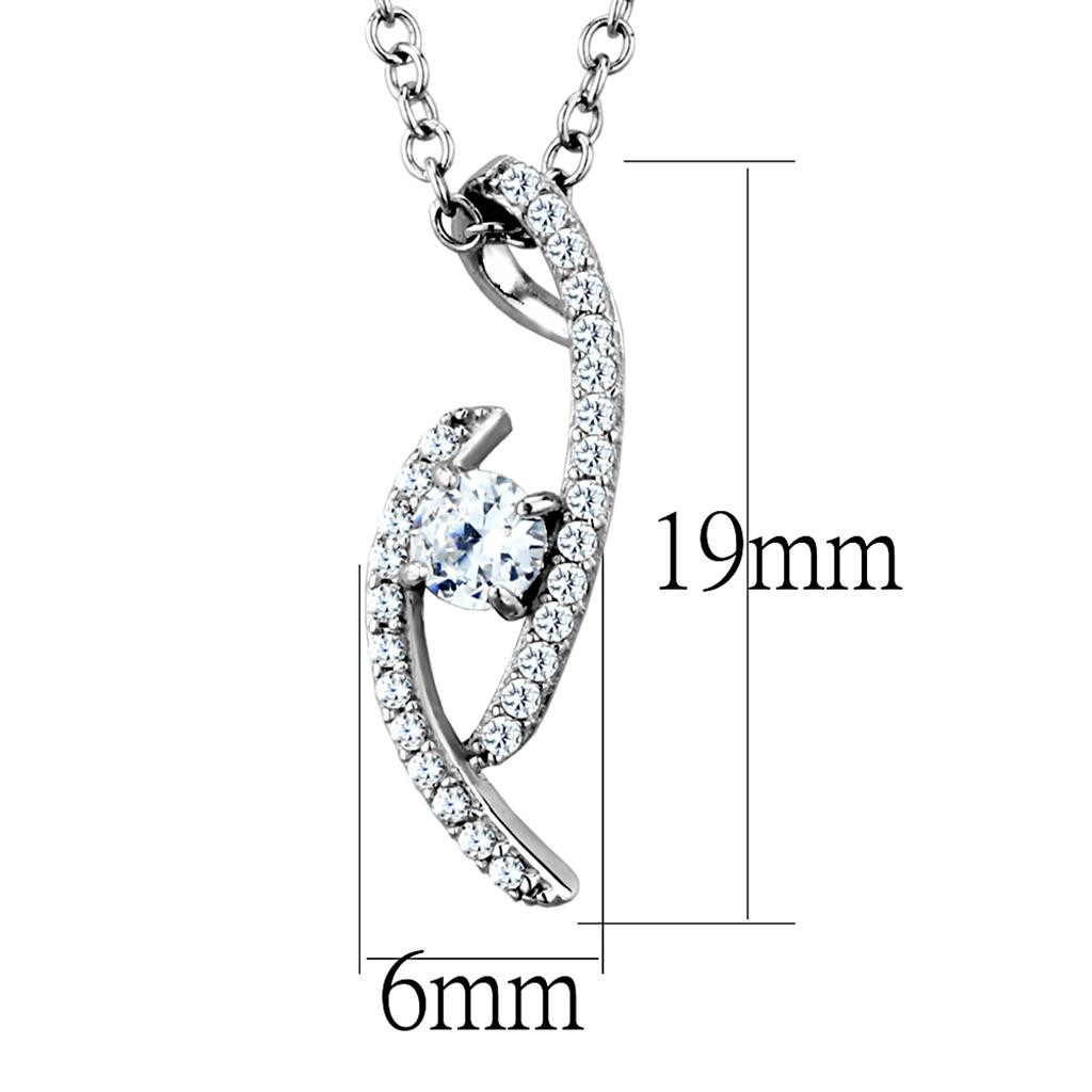 MATS515 - Rhodium 925 Sterling Silver Necklace with AAA Grade CZ  in Clear