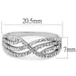 MATS516 - Rhodium 925 Sterling Silver Ring with AAA Grade CZ  in Clear