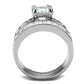 MATS520 - Rhodium 925 Sterling Silver Ring with AAA Grade CZ  in Clear