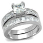 MATS520 - Rhodium 925 Sterling Silver Ring with AAA Grade CZ  in Clear