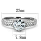 MATS521 - Rhodium 925 Sterling Silver Ring with AAA Grade CZ  in Clear