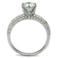 MATS521 - Rhodium 925 Sterling Silver Ring with AAA Grade CZ  in Clear