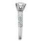 MATS521 - Rhodium 925 Sterling Silver Ring with AAA Grade CZ  in Clear