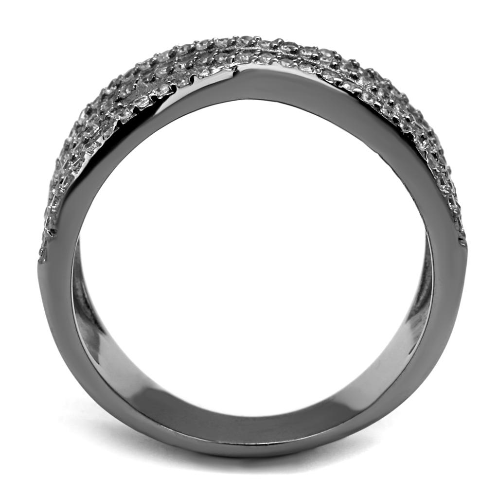 MATS522 - Ruthenium 925 Sterling Silver Ring with AAA Grade CZ  in Amethyst