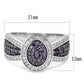MATS523 - Rhodium + Ruthenium 925 Sterling Silver Ring with AAA Grade CZ  in Amethyst
