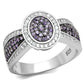 MATS523 - Rhodium + Ruthenium 925 Sterling Silver Ring with AAA Grade CZ  in Amethyst