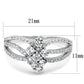 MATS528 - Rhodium 925 Sterling Silver Ring with AAA Grade CZ  in Clear