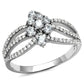 MATS528 - Rhodium 925 Sterling Silver Ring with AAA Grade CZ  in Clear