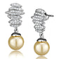 MATS531 - Rhodium 925 Sterling Silver Earrings with Synthetic Pearl in Topaz