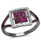 MATS533 - Rhodium + Ruthenium 925 Sterling Silver Ring with AAA Grade CZ  in Ruby