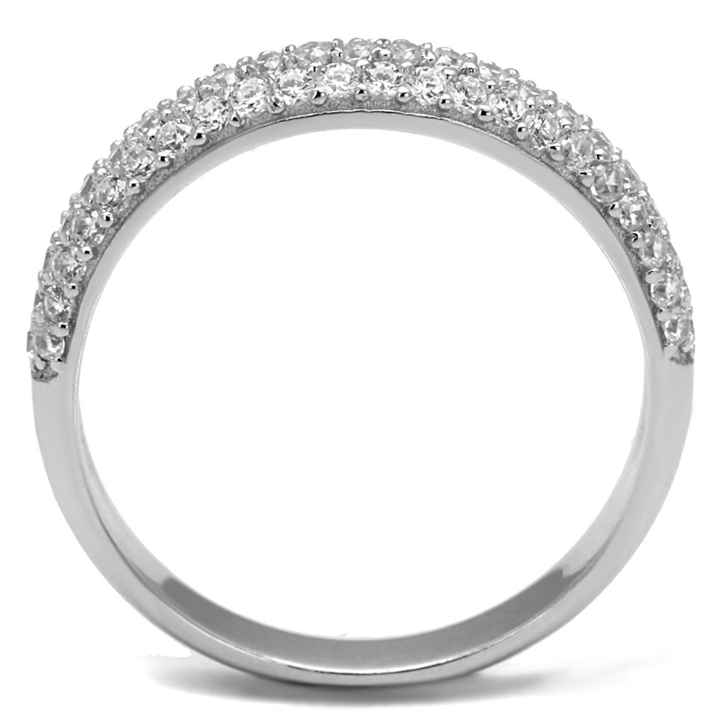 MATS535 - Rhodium 925 Sterling Silver Ring with AAA Grade CZ  in Clear