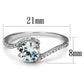 MATS536 - Rhodium 925 Sterling Silver Ring with AAA Grade CZ  in Clear