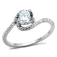 MATS536 - Rhodium 925 Sterling Silver Ring with AAA Grade CZ  in Clear