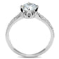 MATS537 - Rhodium 925 Sterling Silver Ring with AAA Grade CZ  in Clear