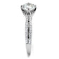 MATS537 - Rhodium 925 Sterling Silver Ring with AAA Grade CZ  in Clear