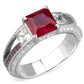 MATS545 - Rhodium + Ruthenium 925 Sterling Silver Ring with AAA Grade CZ  in Ruby