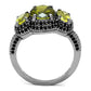 MATS547 - Ruthenium 925 Sterling Silver Ring with AAA Grade CZ  in Olivine color
