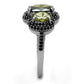 MATS547 - Ruthenium 925 Sterling Silver Ring with AAA Grade CZ  in Olivine color
