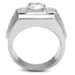MATS553 - Rhodium 925 Sterling Silver Ring with AAA Grade CZ  in Clear