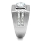 MATS553 - Rhodium 925 Sterling Silver Ring with AAA Grade CZ  in Clear