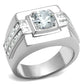 MATS553 - Rhodium 925 Sterling Silver Ring with AAA Grade CZ  in Clear