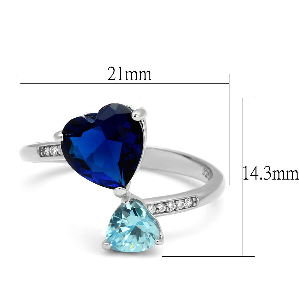 MATS554 - Rhodium 925 Sterling Silver Ring with Synthetic Synthetic Glass in Montana