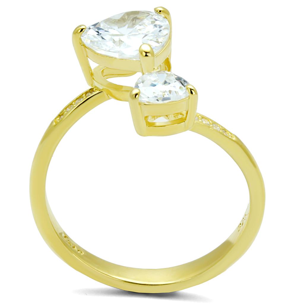 MATS555 - Gold 925 Sterling Silver Ring with AAA Grade CZ  in Clear