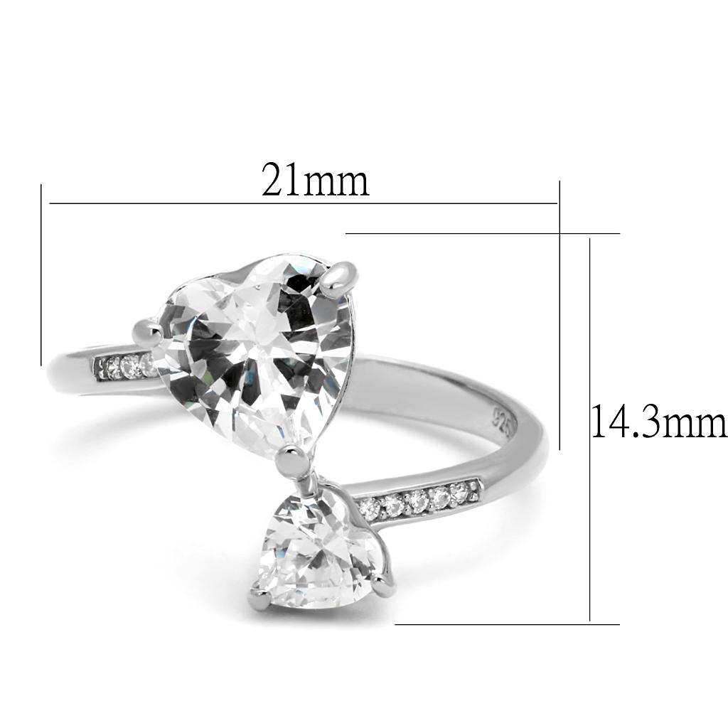MATS556 - Rhodium 925 Sterling Silver Ring with AAA Grade CZ  in Clear