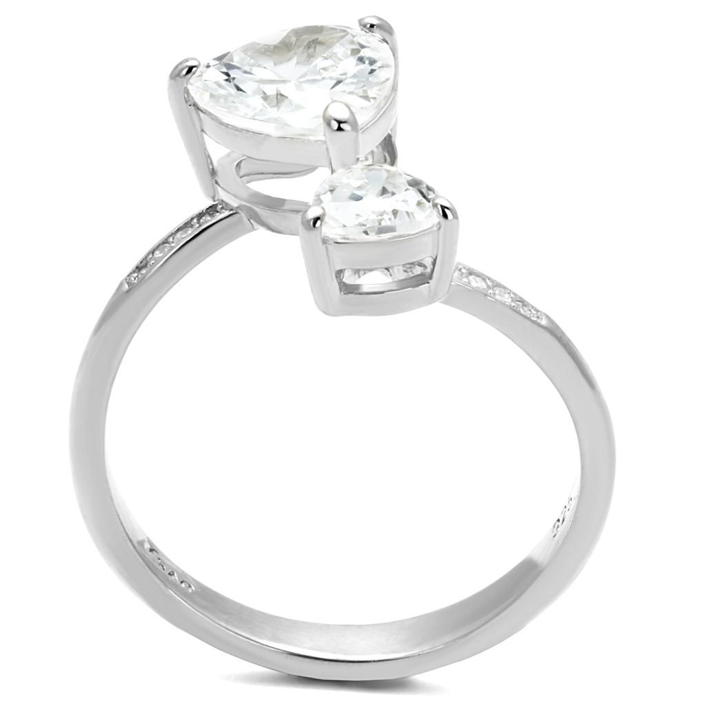 MATS556 - Rhodium 925 Sterling Silver Ring with AAA Grade CZ  in Clear